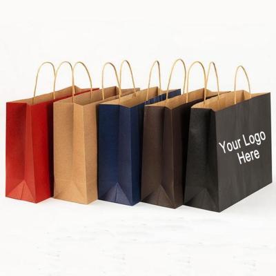 China Hot Sale Materials Custom Recycled Food Shopping Brown Kraft Paper Bag With Handle for sale