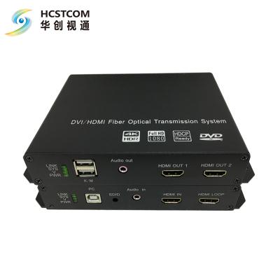 China 4K DVI Fiber Extender With Loop And Audio / External USB / RS232 KVM Over Single Fiber HC3511K-T/R for sale