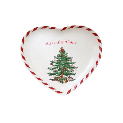 China Europe Size Quality Christmas Tree Peppermint Collection and Reviews Fine China Ceramic Porcelain Candy Cane Dishes for sale