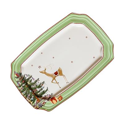 China Viable High Quality Christmas Elks Jubilee Bread Dish Serving Tray13 Inch Merry Christmas Platter Charcuterie Dish for sale