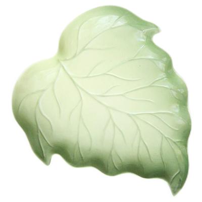 China Sustainable Ceramic Candy Dish Green Leaf Trinket Tray Decorative Plate Jewelry Plate Vanity Decorations for sale