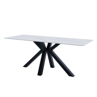 China Jaxon Striking Foldable Ceramic 12mm Marble Dining Table in Black Powder Coating with Pedestal Dining Table for sale