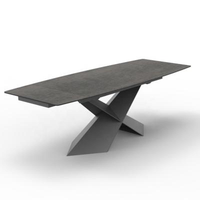 China 71 Inch Modern Gray Rectangular Marble X-Base Dining Table Foldable for sale