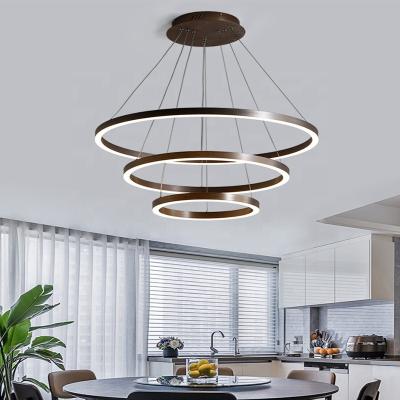 China Modern Design Long Hanging Chandelier-lamp Minimalist Luxury Earring Chandeliers Led Ring Stairs Acrylic Chandelier for sale