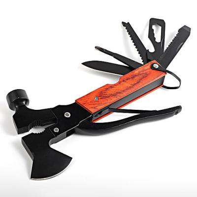 China Multifunctional Wooden Multi Tool Hammer Multi Handle Stainless Steel Portable Ax For Camping for sale