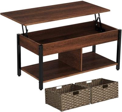 China Adjustable (Height) Lift Top Coffee Table with Storage, Rustic Wood Raisable Top Center Table for Living Room, Hidden Compartment Shelf Table Top for sale