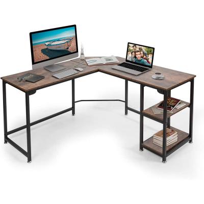 China (Size) Adjustable Easy To Assemble Rustic L Shaped Brown Space Saving Computer Desk Corner Desk Writing Study Workstation With Shelves Home for sale