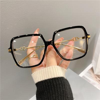 China High quality anti-blue light PC glasses. Fashion Oversized Square Eyewear Retro Women'Metal Frame Glasses Trend Optical Computer Eyeglasses for sale