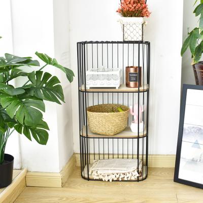 China Large Space / Storage Eco - Friendly Home Shelves Black Frame Wall Shelf Decorative Metal Storage Shelf for sale