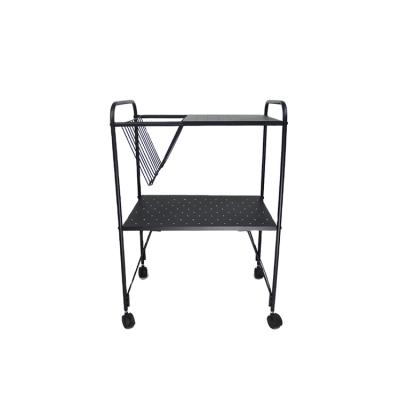 China Low Cost New Arrive Black Metal Storage Organizer Rolling Utility Home Cart Kitchen Cart for sale