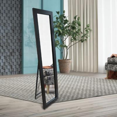 China Easy To Clean Modern Black Or Wood Rectangle Bedroom Floor Standing Integral Ornate Designed Mirror for sale