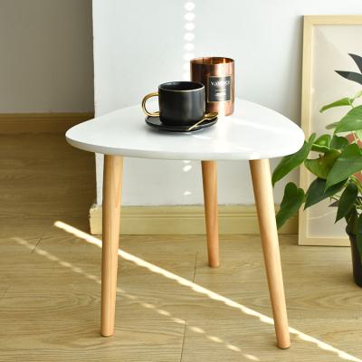 China (Other) MDF Living Room Side Adjustable Three Leg Wooden Table Tray Table Round Coffee Table for sale