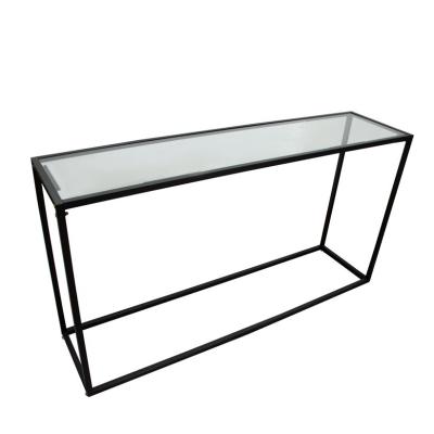 China (Other) Stable and Tough Adjustable With Matte Black Metal Frame Hallway Table Sight Glass Luxury Console Table for sale