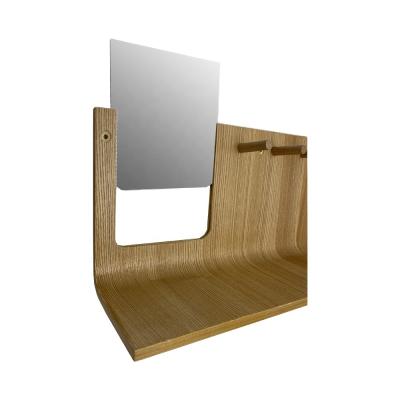 China New Type Modern Bath Wall Home Wooden Frame Bathroom Decoration Easy To Clean Glass Well Mirror for sale