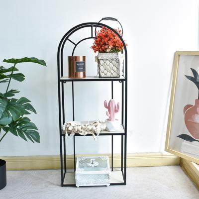 China (Other) Modern Durable Home Decor Living Room Storage Shelves Metal Organizer 3 Tier Iron Frame Wall Shelf Durable for sale