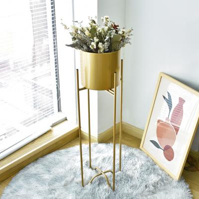 China Modern Foldable Foldable Pot Foldable Modern Nordic Gold Iron Flower Garden Stand Adjustable Flowerpot Metal Plant Stand for sale