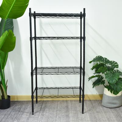 China Good Quality Low Cost Modern Sleek Metal Kitchen Storage Black Multilayer Shelf for sale