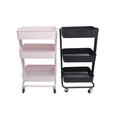 China Wholesale Customization 3 Tier Mobile Cart Storage Trolley Kitchen Cart Minimalist Trolley Cart for sale