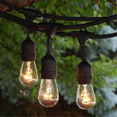 China Outdoor Waterproof Decorative String Lights 48FT E26 Outdoor E27 S14 11W Edison Bulb String Lights Included Waterproof Connectable Periodic Christmas String Lights for sale