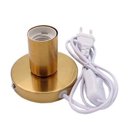 China Decorative screw table lamp with switch E27 lamp holder with socket, small night light with wire socket for sale