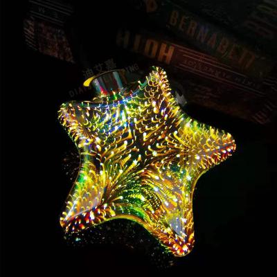 China Hotel 3D Star Firework Bulb ST64 Led Filament Bulb 5W B22 E26 E27 Vintage Edison Holiday Lighting A60 Base Heart Firework Bulb for sale