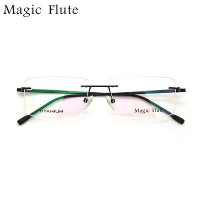 China eBay Popular Men's Lightweight Square Eyewear Rimless Optical Frame Frames With Spring Glass Ready Goods for sale