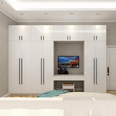 China MDF almirah wardrobe white wooden design (other) adjustable modern living room bedroom home office furniture customization with TV cabinet for sale