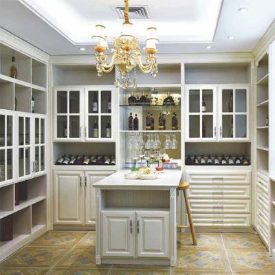 China Luxury French Wine Cabinets Design Style Solid Wood Wine Storage Cabinet Set (The Other) Modern Home Living Room Adjustable for sale