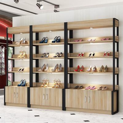 China Expandable Custom Luxury Large Shoe Racks Wooden Cabinets Design Tall Store Cabinet Modern Shoe Display for sale