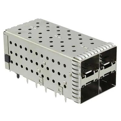 China EMI Shielded 1-2007637-8 Stacked 2x2 Ports Shielded Housing SFP+ Receptacle Cage With Connector for sale