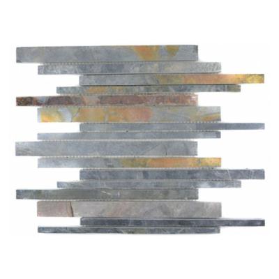 China Art Natural Tile Wall Background Mosaic Rust Green Slate Jiujiang Slate Natural Stone for sale