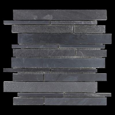 China Natural Chinese Natural Rock Fireplace Blackboard Stone Strip Slate Wall Tile Decorative Mosaic for sale