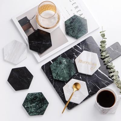 China Minimalist September New Arrival Jewelry Red Wine Coffee Pad Marble Cup Anti-hot Mat for sale