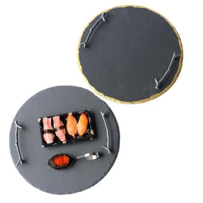 China Contemporary Disc Shake Gold Handshards Cake Western Food Dessert Restoring Ancient Ways Places Dish SLATE Dish for sale