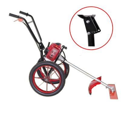 China Powerful 2-Stroke Farm Helper Wheels Lawn Mower Grass Trimmer 63Hand Thrust Grass Trimmer Hand Push Brush Cutter for sale