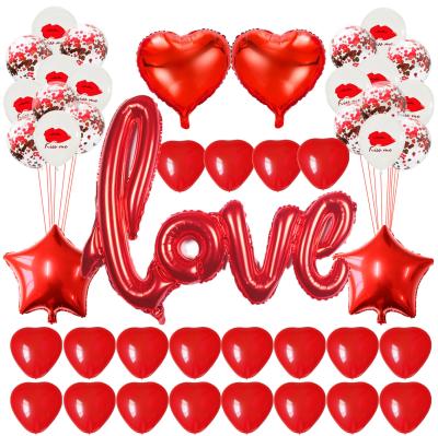 China Red Arch Latex Valentines Day Decorations Confetti Foil Letter Balloon Party Decoration Latex Kit Accessories Set for sale