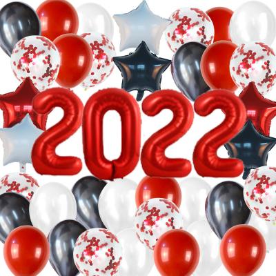 China Foil happy new year 2022 32 inch party number foil balloon letter commemorative letter banner set retail packaging card foil balloon for sale