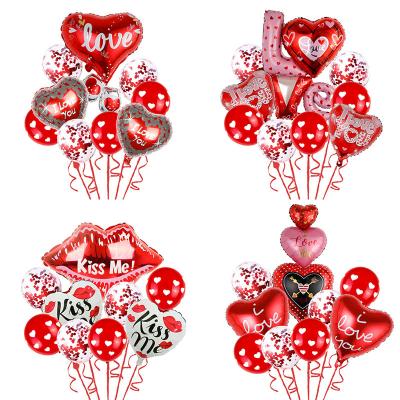 China FOIL valentines day balloon bouquet heart shape foil balloons kits for birthday wedding party decoration for sale