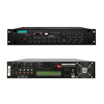 China ohm 4 Mic In 3 of 60W 100v 4-16 aux. in the 6 zones 1 aux. Paging Music Mixer Amplifier With USB Tuner (L*W*H) 418*338*88 for sale