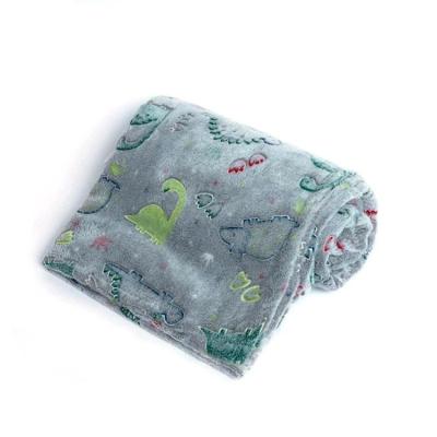 China Autumn/Winter Single Stain Flannel Cartoon Dinosaur Kindergarten Luminous Coral Kids Blanket Luminous Blanket for sale