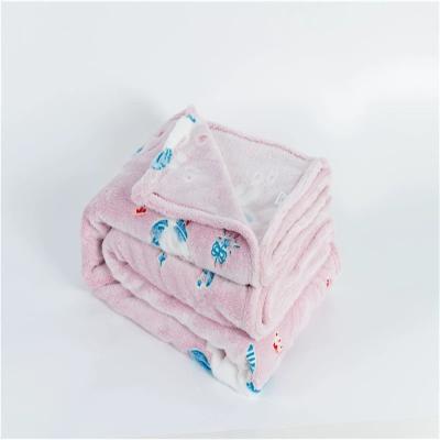 China Cartoon Printing Flannel Blanket Reverse Color Simple Top Selling Cute Cozy Blanket for sale