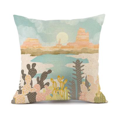 China Landscape painting anti-static hot sale decorative canvas pillow case, designs pillow case for living room sofa and car seats customizable for sale