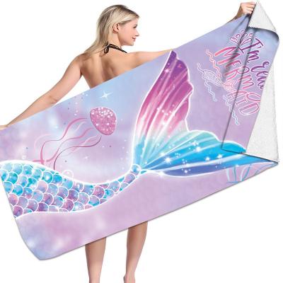 China Kids Safe High Quality Mermaid Printing Shower Sale Bath Towel Microfiber Warm Quick Dry Soft Swimming Beach Towel for sale