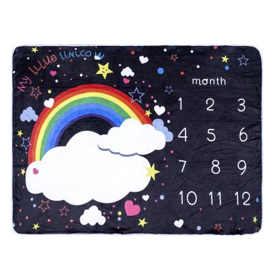 China Anti-Static Fleece Amazon Premium Supplier Custom Designs Monthly Milestone Blanket Photograph Newborn Baby Milestone Blanket for sale