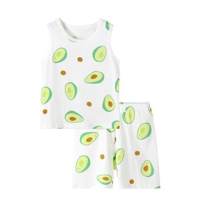 China Two-piece cartoon cotton baby boys and girls suit casual children's vest suit baby thin sleeveless shorts for sale