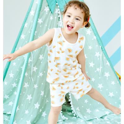 China 2022 Summer Casual Children's Summer Pure Cotton Breathable Vest Suit Boys And Babies Two Piece Clothing Sets for sale