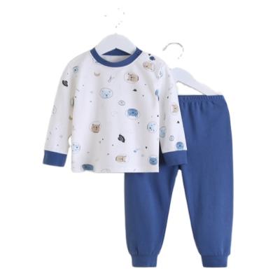 China Wholesale 2021 Breathable In-Stock New Autumn/Winter Cartoon Pattern Cotton Pajamas Set For Children Pure Cotton Home Use for sale