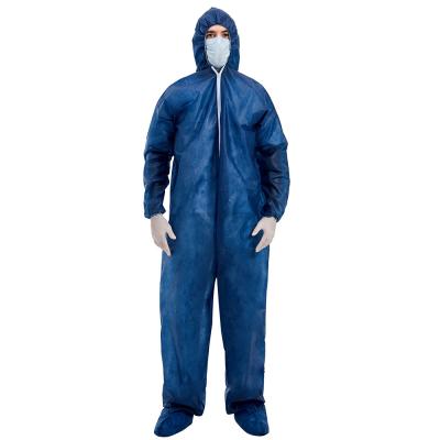 China Disposable Type 5/6 SMS Protective Clothing Coverall Water Proof Dark Blue Safety PP Coverall Suit for sale