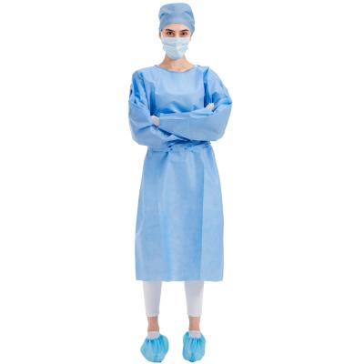 China Level 2, Aami Level 3 Isolation Water Proof OEM Isolation Gown Unsterilized Blue Gown for sale