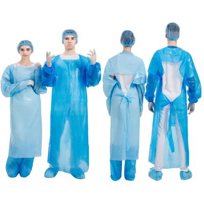 China Wholesale Water Proof Isolation Gown CPE Gowns Disposable Isolation Gown CPE Developed Apron With Long Sleeves for sale